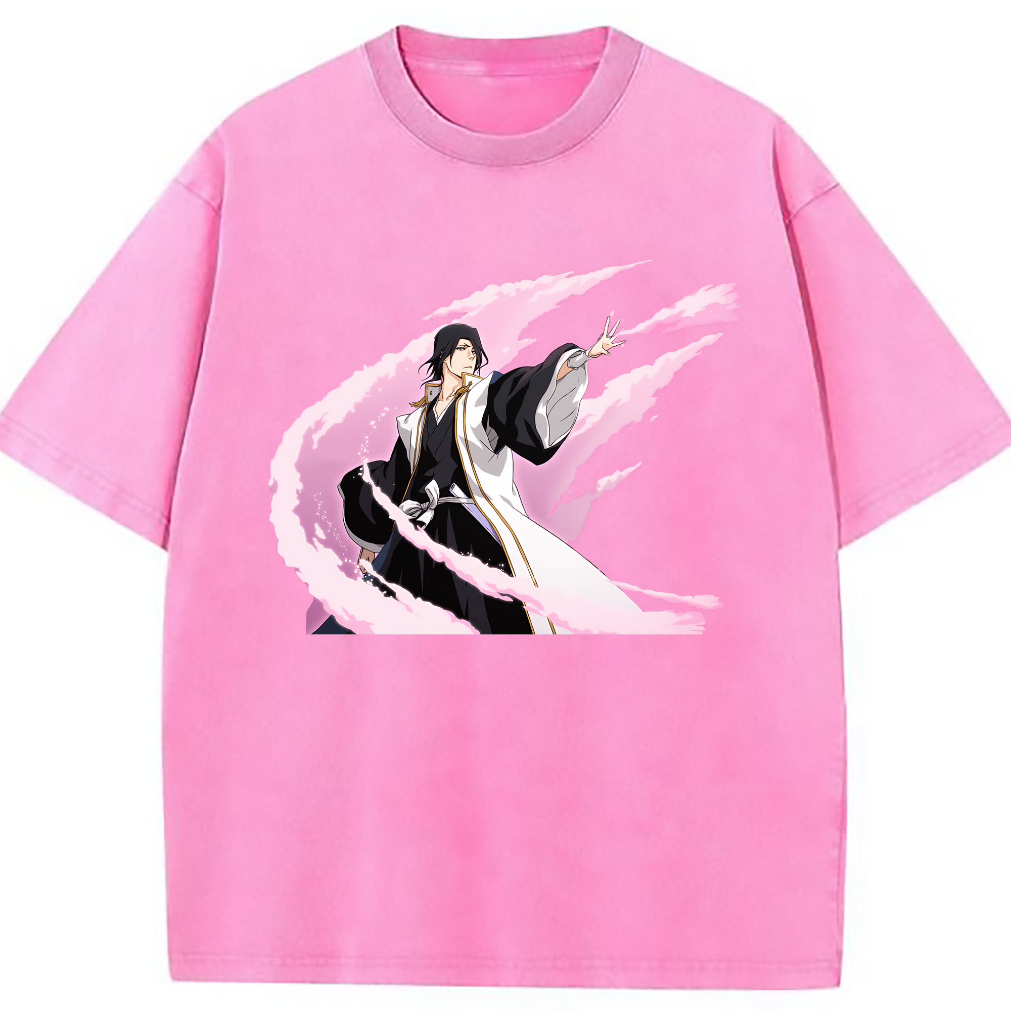 （画像用） ブリーチ くちき びゃくや BLEACH Kuchiki Byakuya 綿100% ヴィンテージ風 半袖Tシャツ（フロントプリント）